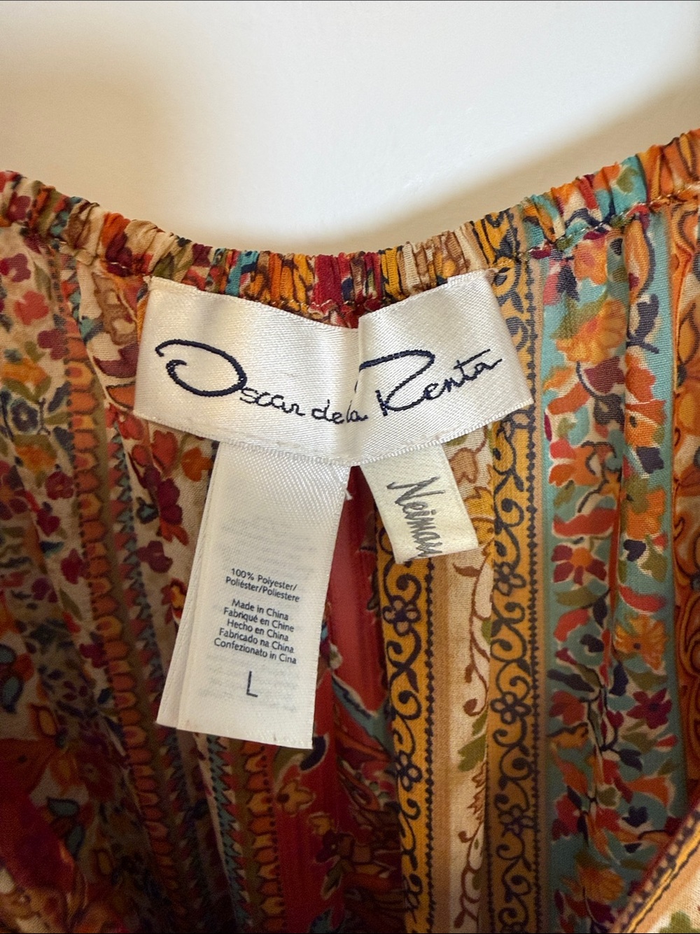VINTAGE 1990s Oscar de la Renta Boho Empire Waist Babydoll Dress - large - Picture 5 of 9